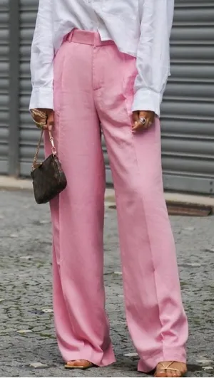 NWT ZARA Pink Full Length Pants size S thumbnail 1