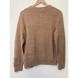 Gap Cottage Cozy Fall Indie Gritty Boho Cable Knit Oversize Brown Sweater Medium thumbnail 11