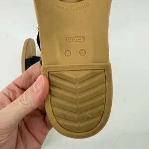 Crocs Tulum Toe Post Sandal Black Tan Women 11 Strappy Buckle Slip On Flip Flop thumbnail 9