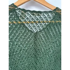 Vintage Apostrophe Y2K Mesh Knit‎ Cardigan Sweater S Green Forest Fairy Grunge thumbnail 5