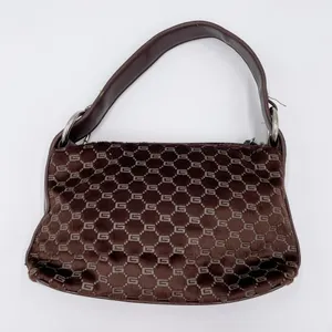 Vintage 90s Y2K Faux Fur Mini Bag Purse Chocolate Brown Printed Heart Charm Zip thumbnail 4