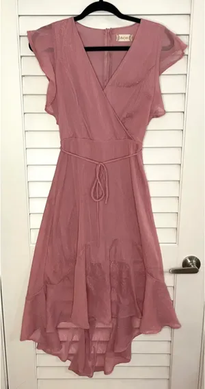 Altar'd State Sparkly Rose High-Low Midi Dress thumbnail 2