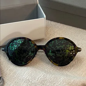 Christian Dior Tortoiseshell Round Sunglasses with Green Patterned Lenses thumbnail 2