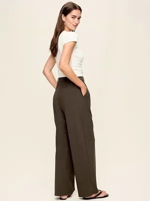 Old Navy SleekTech High Rise Wide Leg Pants Brown Size Medium Tall thumbnail 4