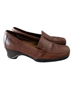 NATURALIZER Brown Leather Wedge Loafers Size 7 thumbnail 3