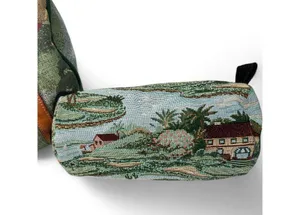 Vintage 90's Golf Golfer Tapestry Leather Small Duffle Bag w/ Matching Pouch thumbnail 4