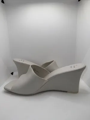 A New Day Vivi Wedge Mule Heels Women’s 10 Off-White Vegan Leather Open Toe thumbnail 3