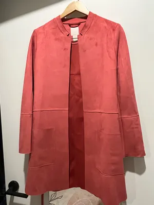 H&M Suede Pink Duster Jacket with Tie thumbnail 1