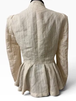 Zara Cream Peplum Pinstripe Button front Blazer Size Medium thumbnail 4