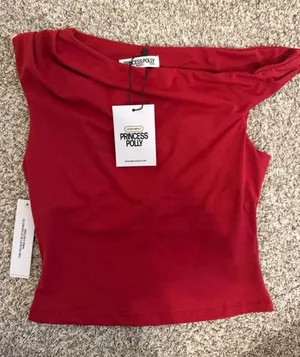 Princess Polly Red Off-Shoulder Top thumbnail 1