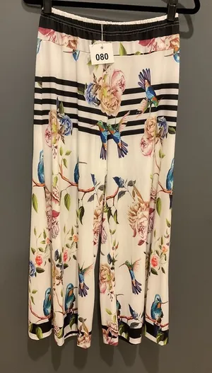 080 Flowy pants with hummingbirds and flowers thumbnail 1