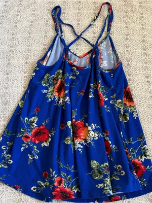 Papermoon Basima Back Blue Floral Print Tank Top thumbnail 7