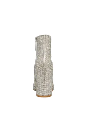 Steve Madden Silver Rhinestone Sparkle Bling Nola Bootie Heels Boots thumbnail 5