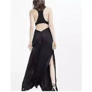 ✨Zara Satin Lace Backless Maxi Dress with slits size Medium✨ thumbnail 3