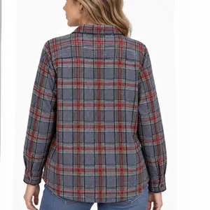 LL Bean Gray Scotch Plaid Cotton Flannel Button Shirt Relaxed Fit SMALL thumbnail 2