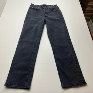 Aritzia Denim Forum Arlo High Rise Straight 28L Womens‎ 26 Waist Faded Black Denim Jean thumbnail 1