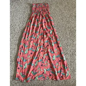 Forever 21 strapless coral green tropical floral‎ print maxi dress Size Small thumbnail 5