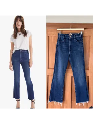 MOTHER The Hustler Ankle Fray Kick Flare Jeans in Home Movies Wash Women’s 27 thumbnail 2