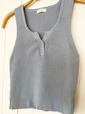 Blue Ribbed Tank Top Size M thumbnail 2