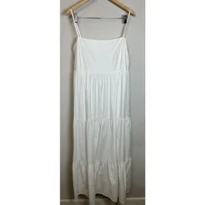 Reformation Parvati Dress Womens Large White Tiered Organic Cotton Maxi Summer thumbnail 2