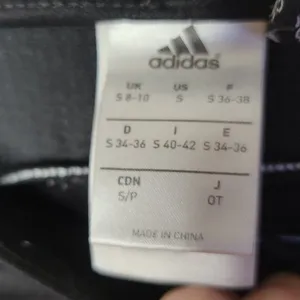 Adidas black track workout pull on three stripe zipper pockets pants sz Small thumbnail 6