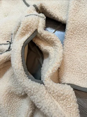 Womens Vapor apparel Cream Sherpa Fleece Hoodie olive piping size small EUC thumbnail 5