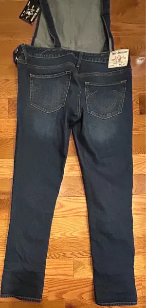 AUTHENTIC True Religion iconic horseshoe BF Slim Dark Wash Fashionable overalls thumbnail 19