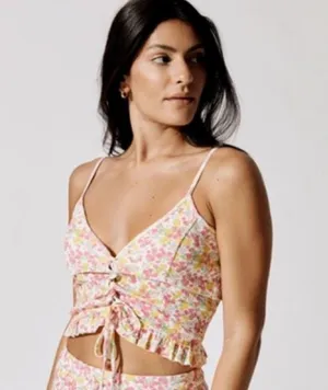 LoveShackFancy Sarai Cropped Ruffle Cami In Floral Fruity Punch New Small thumbnail 12
