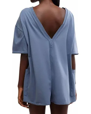 NWOT Free People Hot Shot Tee Romper in Skyline thumbnail 4