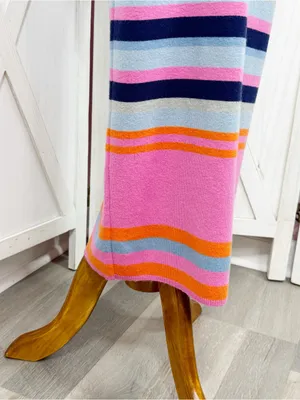 Vici Striped Knit Strapless Sheath Bodycon Midi Dress Pink Blue Size Medium thumbnail 6
