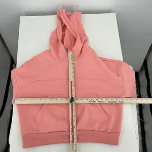Pink Cropped Quarter Zip Hoodie‎ Fleece Lined Thumbholes Athletic thumbnail 7