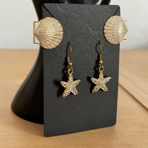 Women Gold Starfish Seashell Dangle Earrings Beach Ocean Coastal Wedding Jewelry thumbnail 2