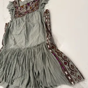 Free People Day Glow Boho Embroidered Mini Dress Women’s Medium Spanish Moss thumbnail 8