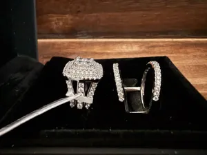 Joancee Cubic Zirconia Cushion Cut Bridal Ring Set Silver thumbnail 3
