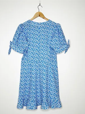 Tuckernuck Hyacinth House Blue Ditsy Floral Puff Sleeve Mini Dress Large thumbnail 4