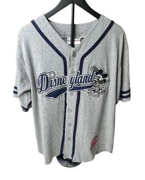 Disney Disneyland 55th Anniversary Mickey Mouse Baseball Jersey Gray Navy Small thumbnail 1