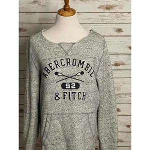 Abercrombie & Fitch distressed oversized marled grey sweatshirt Size Medium thumbnail 3