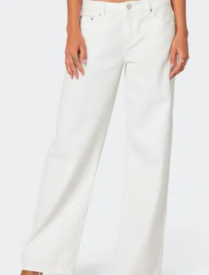 Edikted bow pocket low rise baggy jeans thumbnail 1