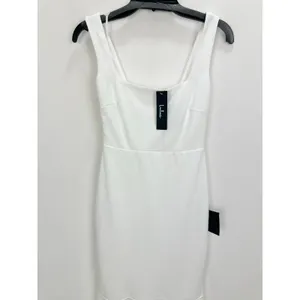 Lulus Moment Maker White Square Neck Trumpet Midi Dress Cocktail XS NWT thumbnail 7