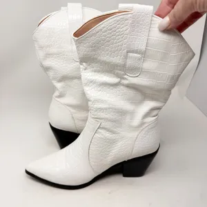 Amazon White Croc Cowboy Boots size 9 Western Festival Cowgirl Boots thumbnail 4