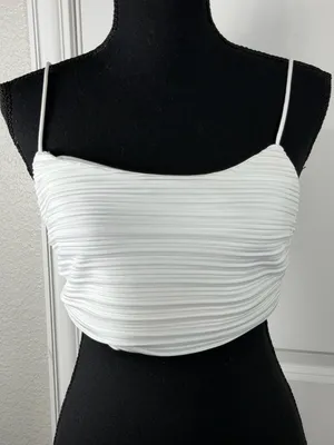 Sabo Skirt Davo Pleated Crop Top in White thumbnail 1