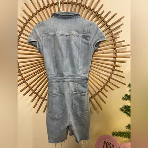 Good American Denim Short Sleeve Jumpsuit Shorts Romper Utility Stretchy Minimal thumbnail 7