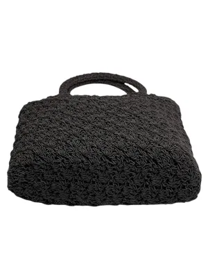 Express Paris 𖣴 Top Handle Woven Crochet Mini Handbag Bag 𖤗 Espresso Brown 𖤗 thumbnail 6
