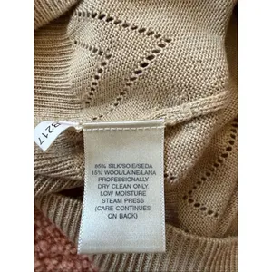 Susan Bristol Beige Silk Wool Cardigan Sweater Size M thumbnail 5