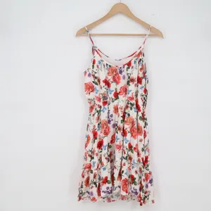 Unbranded Mini Dress Womens S Floral White Spaghetti Strap Ruffle Hem Excellent thumbnail 4