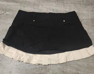 NWT White Fox Black Mini Pleated Skirt Size Large thumbnail 1