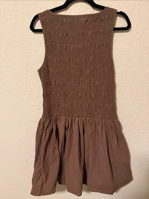 White Closet Brown Smocked Casual Tank Dress size XL thumbnail 4