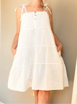 Lena White Tiered Avery Dress thumbnail 1