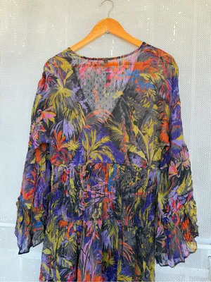 Anthropologie Purple Multi Floral summer Tie-Waist Maxi Dress thumbnail 9
