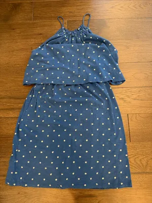 LOFT Navy Blue Polka Dot Layered Sundress Small thumbnail 1
